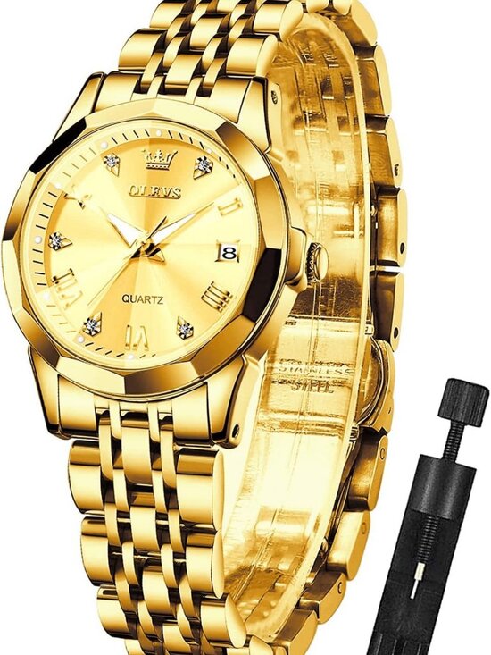 Stylish Women\'s Diamond Analog Watch - Waterproof, Luminous, Two-Tone Design main image 7